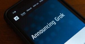 Announcing Grok webpage displayed on a smartphone