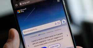 Microsoft's Bing AI chatbot on a smartphone