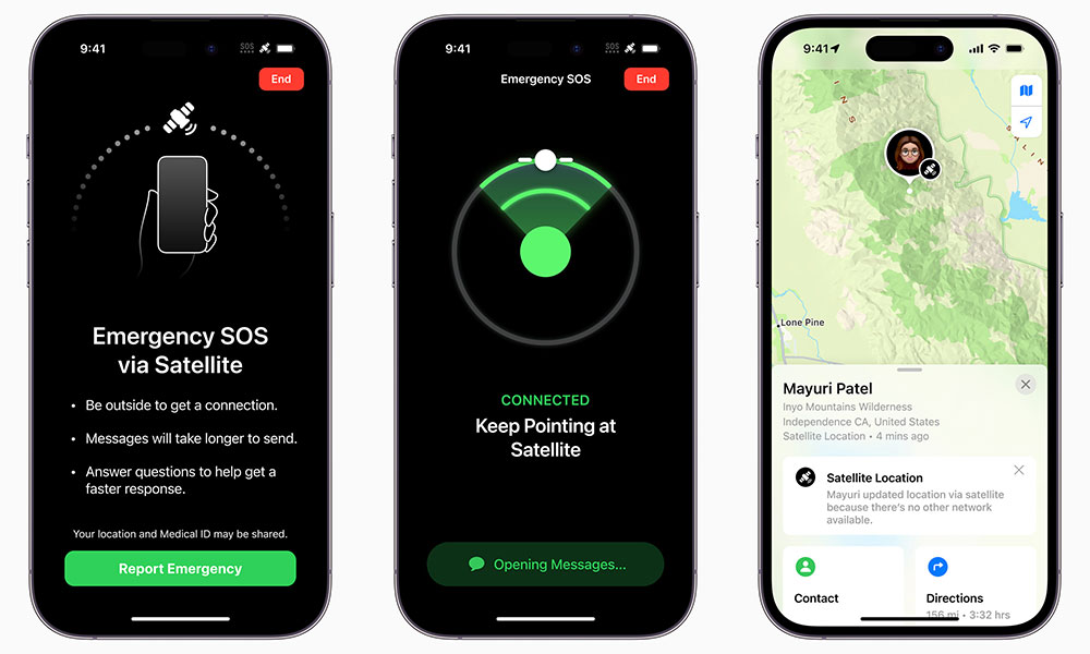 The iPhone 14 line features emergency SOS via satellite