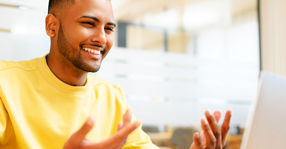 young man on a videoconference